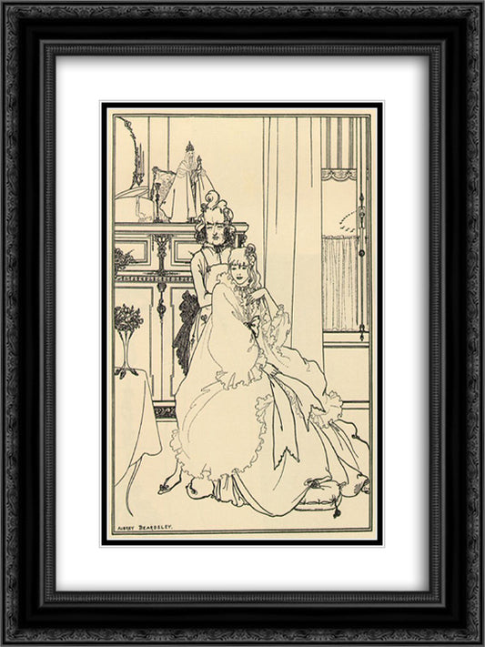 Coiffing 18x24 Black Ornate Wood Framed Art Print Poster with Double Matting by Beardsley, Aubrey