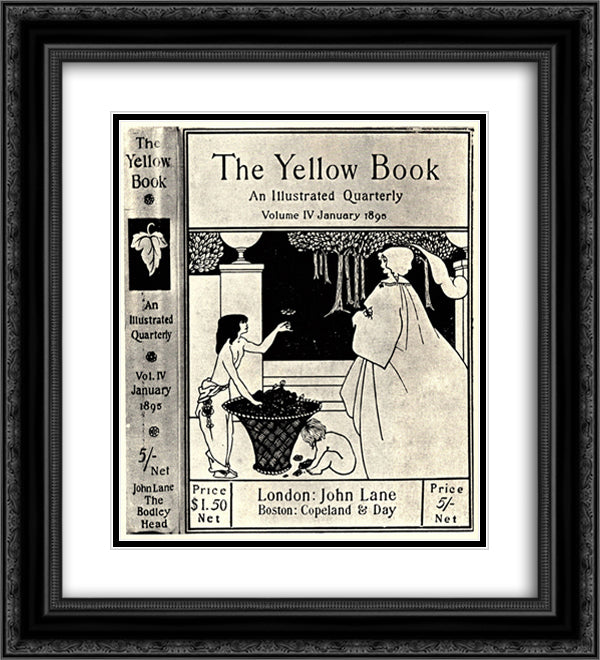 Design (unused) for the cover of Volume IV of 'The Yellow Book' 20x22 Black Ornate Wood Framed Art Print Poster with Double Matting by Beardsley, Aubrey