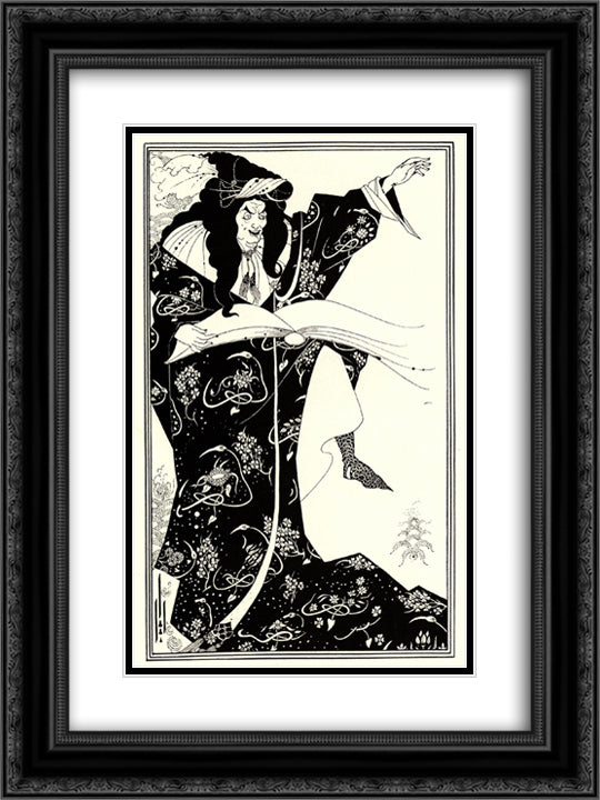 Design for a Frontispiece to 'Virgilius the Sorcerer' 18x24 Black Ornate Wood Framed Art Print Poster with Double Matting by Beardsley, Aubrey