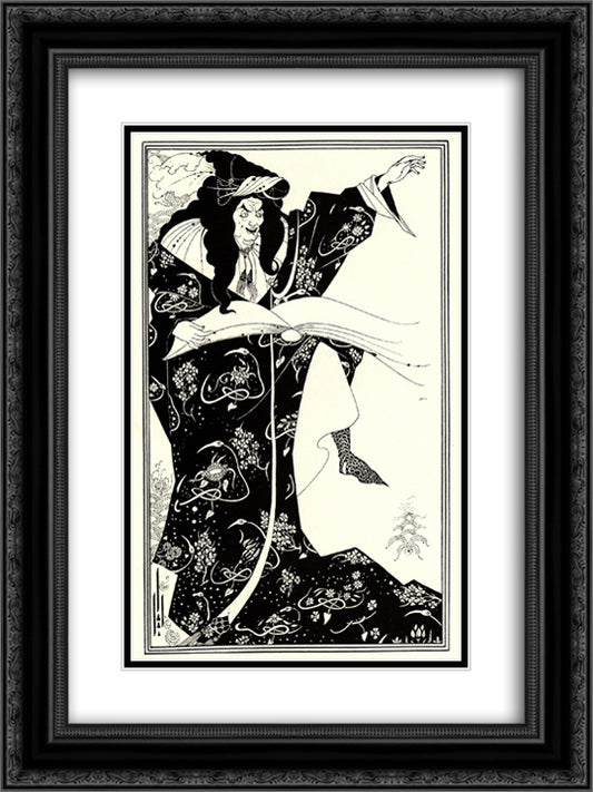 Design for a Frontispiece to 'Virgilius the Sorcerer' 18x24 Black Ornate Wood Framed Art Print Poster with Double Matting by Beardsley, Aubrey