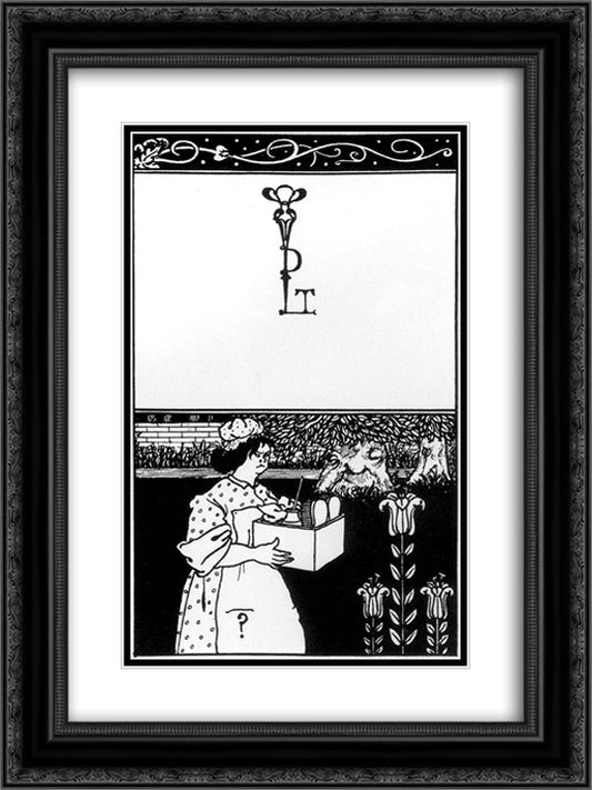 Design for the cover of 'The Barbarous Britishers' by H.D. Traill 18x24 Black Ornate Wood Framed Art Print Poster with Double Matting by Beardsley, Aubrey