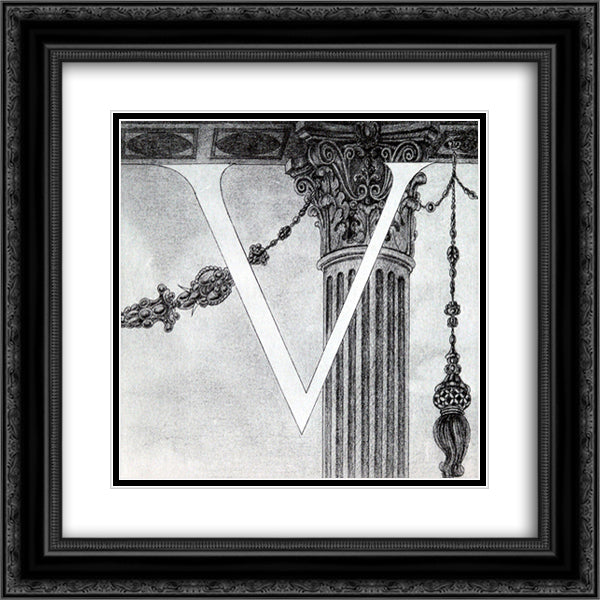 Design of Initial V 20x20 Black Ornate Wood Framed Art Print Poster with Double Matting by Beardsley, Aubrey