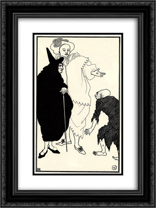 Don Juan, Sganarelle and the Beggar 18x24 Black Ornate Wood Framed Art Print Poster with Double Matting by Beardsley, Aubrey