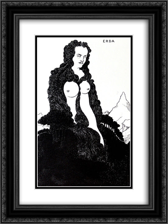 Erda 18x24 Black Ornate Wood Framed Art Print Poster with Double Matting by Beardsley, Aubrey