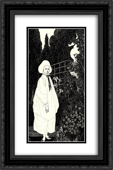 Frontispiece to The Pierrot of the Minute 16x24 Black Ornate Wood Framed Art Print Poster with Double Matting by Beardsley, Aubrey