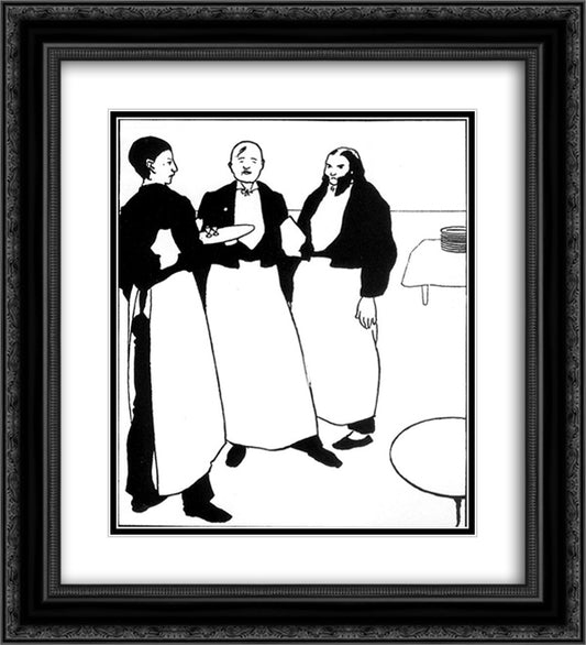 Garcons de Cafe 20x22 Black Ornate Wood Framed Art Print Poster with Double Matting by Beardsley, Aubrey