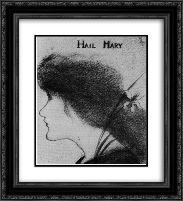 Hail Mary (pencil) 20x22 Black Ornate Wood Framed Art Print Poster with Double Matting by Beardsley, Aubrey