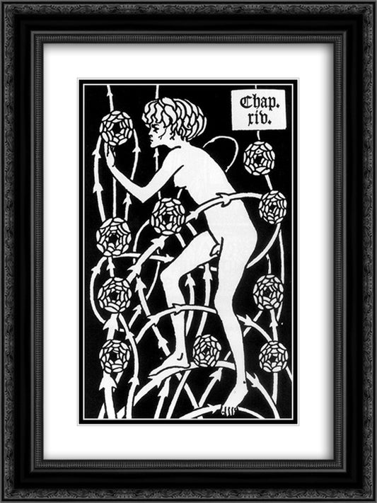 Hermaphrodite Among Roses 18x24 Black Ornate Wood Framed Art Print Poster with Double Matting by Beardsley, Aubrey