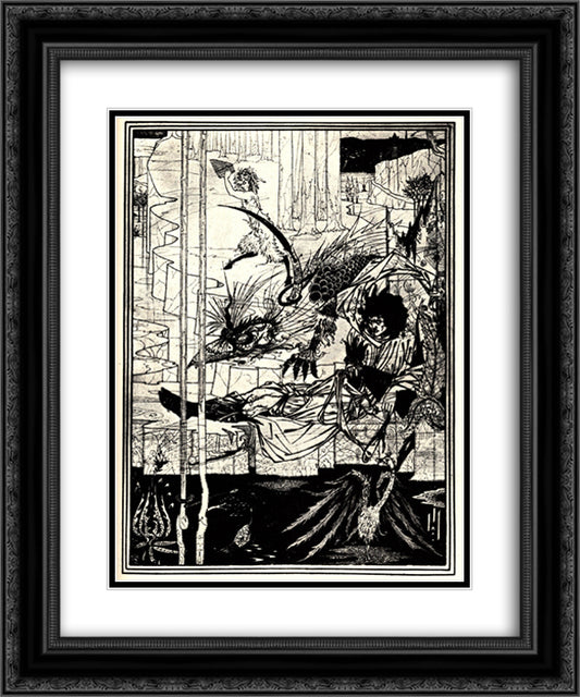 How King Arthur Saw the Questing Beast 20x24 Black Ornate Wood Framed Art Print Poster with Double Matting by Beardsley, Aubrey