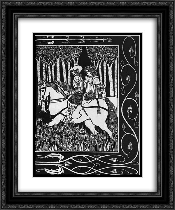 How King Mark and Sir Dinadan Heard Sir Palomides II 20x24 Black Ornate Wood Framed Art Print Poster with Double Matting by Beardsley, Aubrey