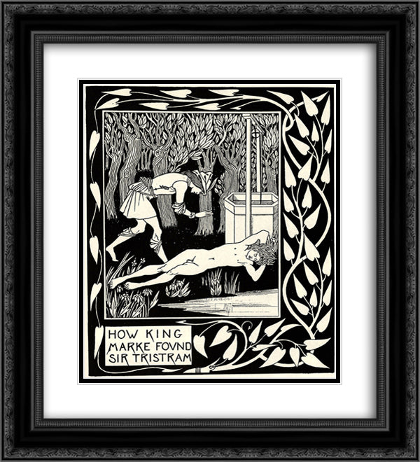 How King Marke Found Sir Tristram 20x22 Black Ornate Wood Framed Art Print Poster with Double Matting by Beardsley, Aubrey