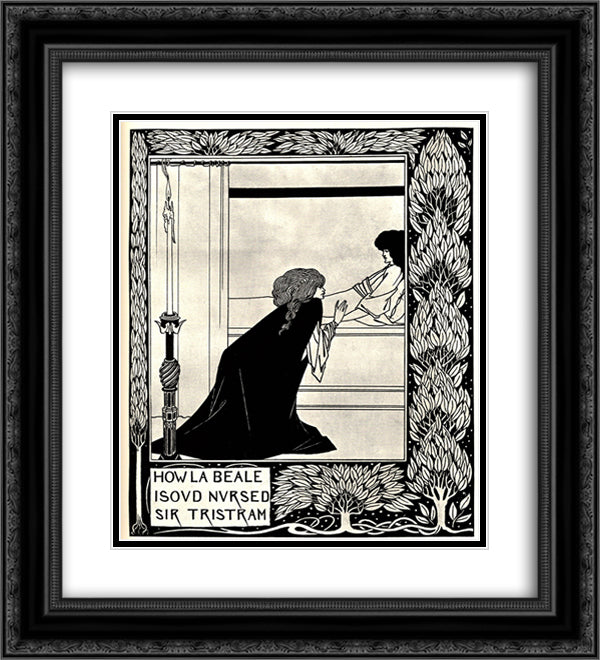 How La Beale Isoud Nursed Sir Tristram 20x22 Black Ornate Wood Framed Art Print Poster with Double Matting by Beardsley, Aubrey