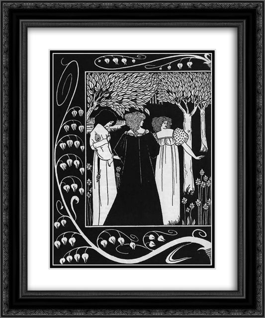 How Sir Launcelot was Known by Dame Elaine I 20x24 Black Ornate Wood Framed Art Print Poster with Double Matting by Beardsley, Aubrey