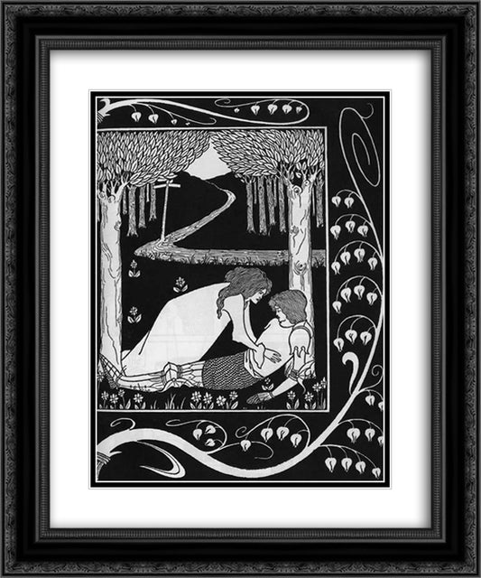 How Sir Launcelot was Known by Dame Elaine II 20x24 Black Ornate Wood Framed Art Print Poster with Double Matting by Beardsley, Aubrey