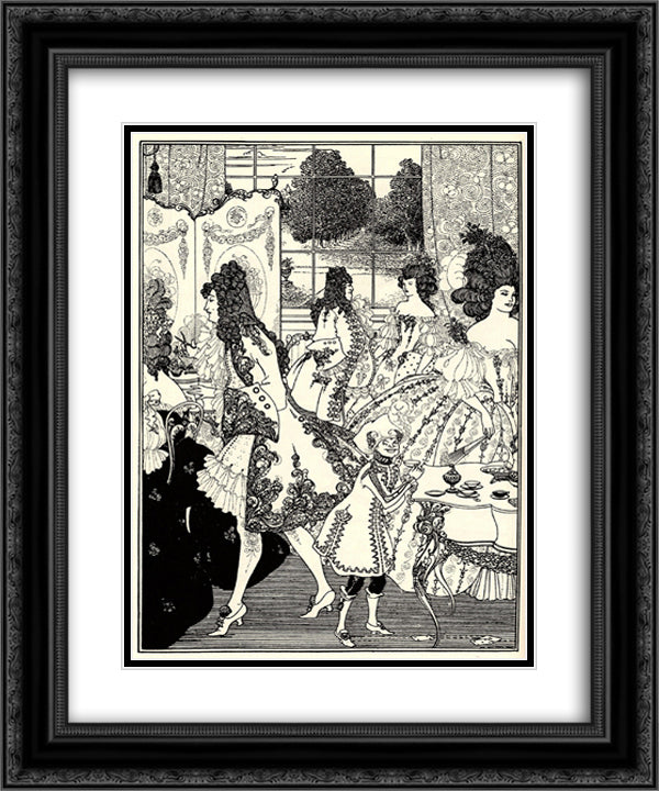 Illustration for 'The Rape of the Lock' by Alexander Pope 20x24 Black Ornate Wood Framed Art Print Poster with Double Matting by Beardsley, Aubrey