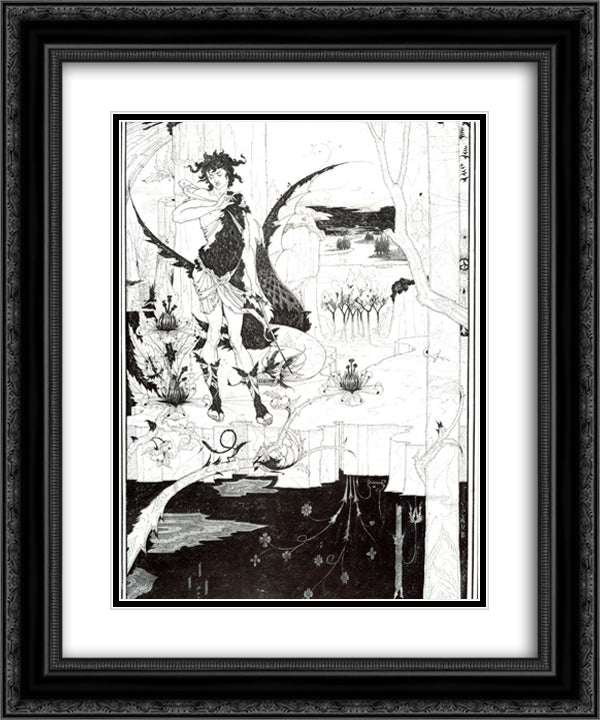 Illustration to Siegfried, Act II 20x24 Black Ornate Wood Framed Art Print Poster with Double Matting by Beardsley, Aubrey