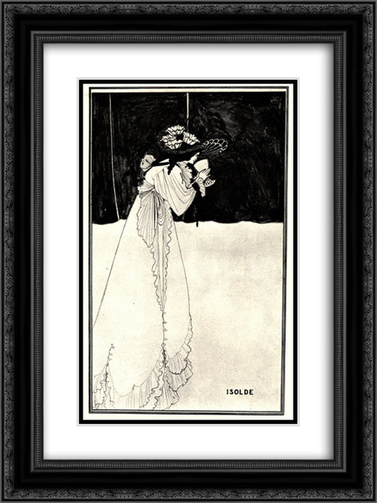 Isolde 18x24 Black Ornate Wood Framed Art Print Poster with Double Matting by Beardsley, Aubrey