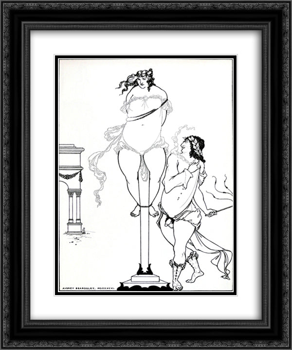 Juvenal Scourging Woman 20x24 Black Ornate Wood Framed Art Print Poster with Double Matting by Beardsley, Aubrey