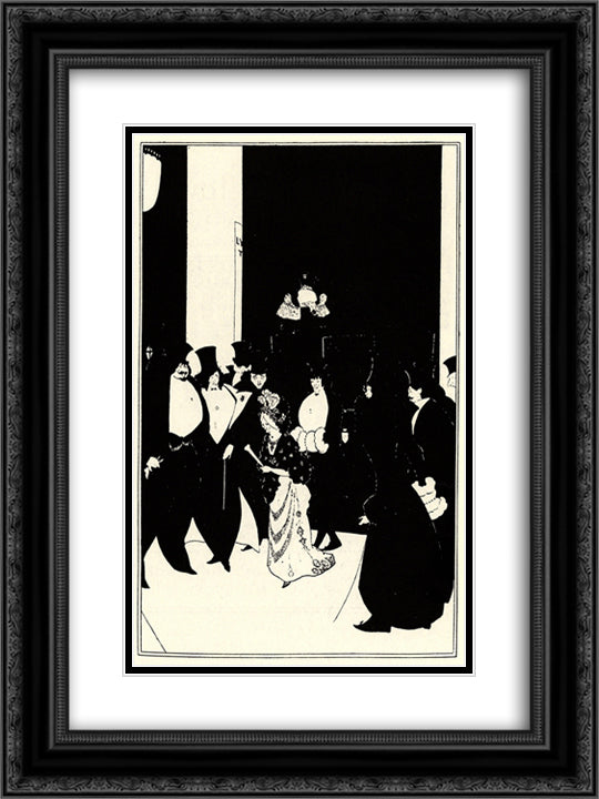 Lady Gold's Escort 18x24 Black Ornate Wood Framed Art Print Poster with Double Matting by Beardsley, Aubrey