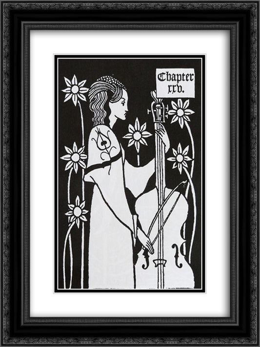 Lady with Cello 18x24 Black Ornate Wood Framed Art Print Poster with Double Matting by Beardsley, Aubrey