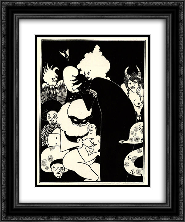 Lucians Strange Creatures 20x24 Black Ornate Wood Framed Art Print Poster with Double Matting by Beardsley, Aubrey