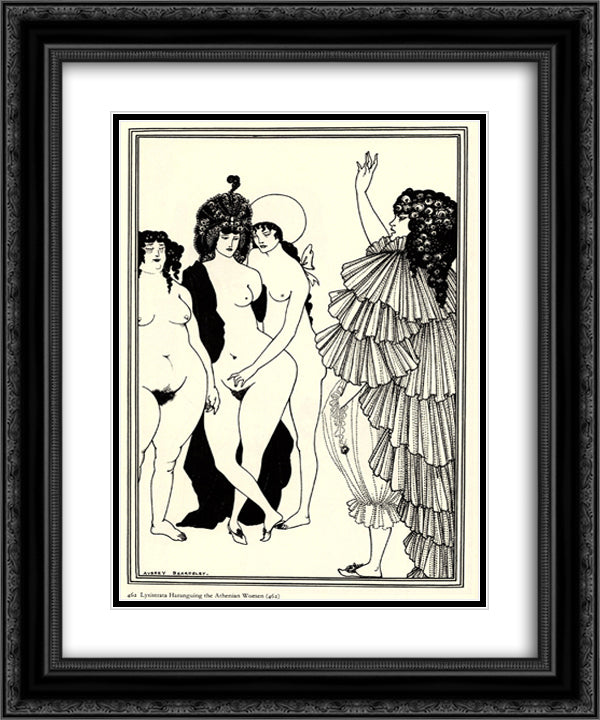 Lysistrata Haranguing the Athenian Women 20x24 Black Ornate Wood Framed Art Print Poster with Double Matting by Beardsley, Aubrey