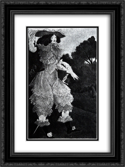 Mademoiselle de Maupin 18x24 Black Ornate Wood Framed Art Print Poster with Double Matting by Beardsley, Aubrey