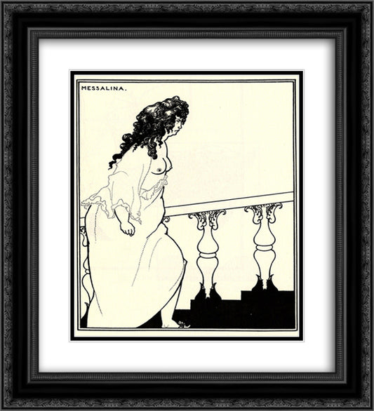 Messalina Returning from the Bath 20x22 Black Ornate Wood Framed Art Print Poster with Double Matting by Beardsley, Aubrey