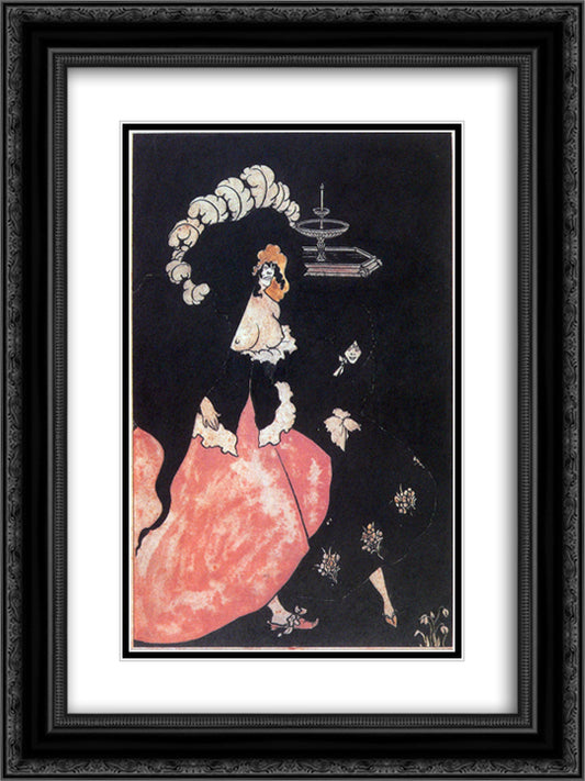 Messalina returning homel 18x24 Black Ornate Wood Framed Art Print Poster with Double Matting by Beardsley, Aubrey