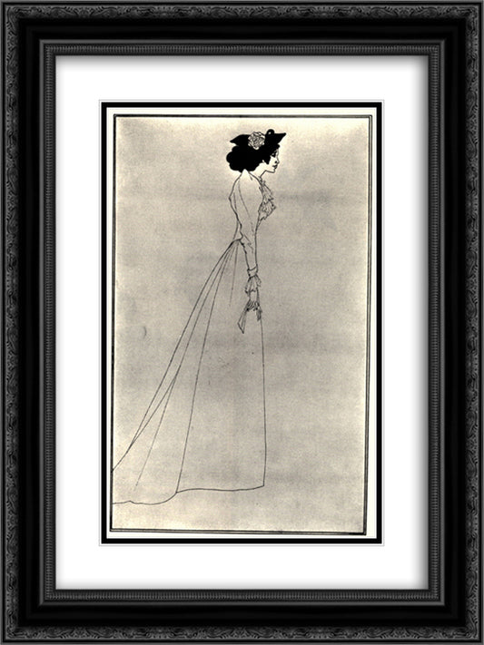 Mrs Patrick Campbell 18x24 Black Ornate Wood Framed Art Print Poster with Double Matting by Beardsley, Aubrey