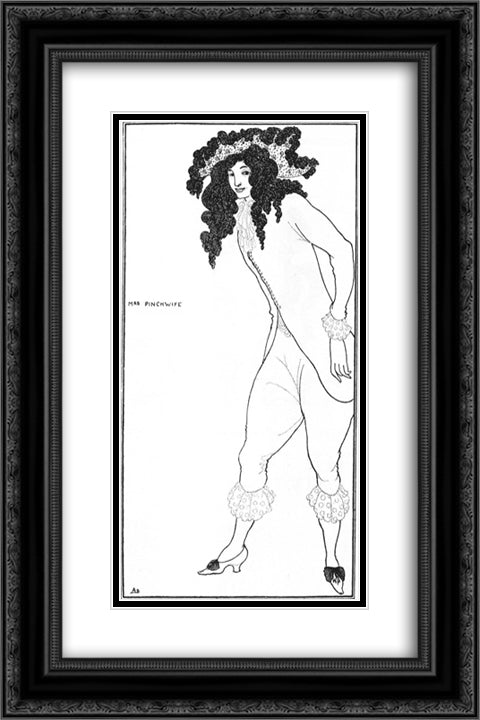 Mrs Pinchwife Country Wife by Wycherley 16x24 Black Ornate Wood Framed Art Print Poster with Double Matting by Beardsley, Aubrey