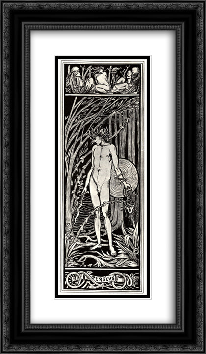 Perseus 14x24 Black Ornate Wood Framed Art Print Poster with Double Matting by Beardsley, Aubrey