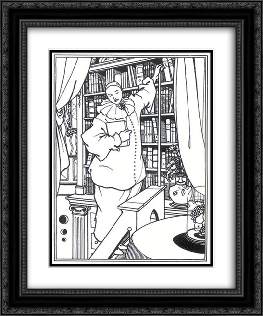 Pierrot 20x24 Black Ornate Wood Framed Art Print Poster with Double Matting by Beardsley, Aubrey