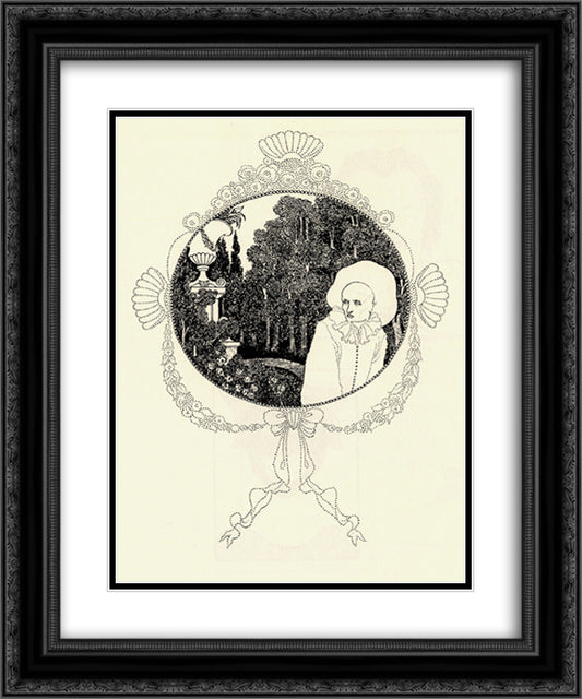 Pierrot of the Minute 20x24 Black Ornate Wood Framed Art Print Poster with Double Matting by Beardsley, Aubrey