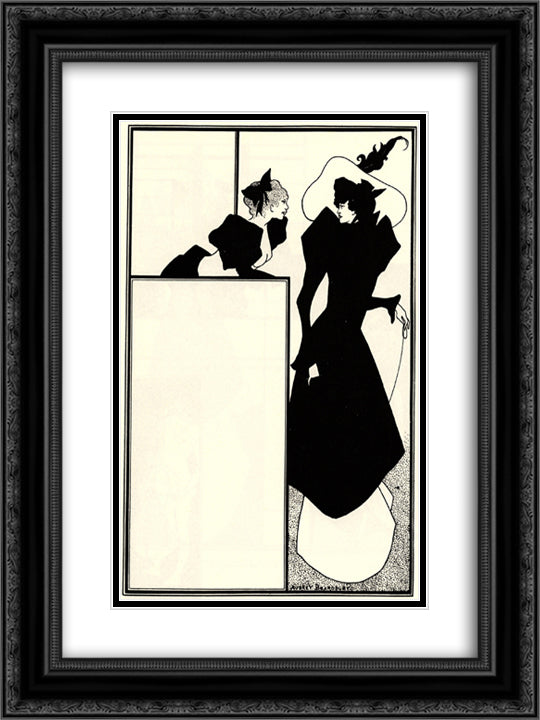 Poster advertising 'The Spinster's Scrip' 18x24 Black Ornate Wood Framed Art Print Poster with Double Matting by Beardsley, Aubrey