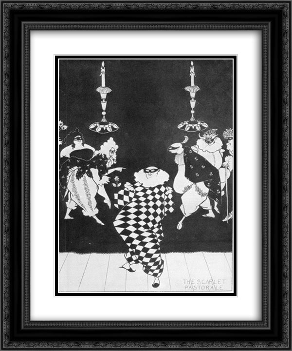 Scarlet Pastorale 20x24 Black Ornate Wood Framed Art Print Poster with Double Matting by Beardsley, Aubrey