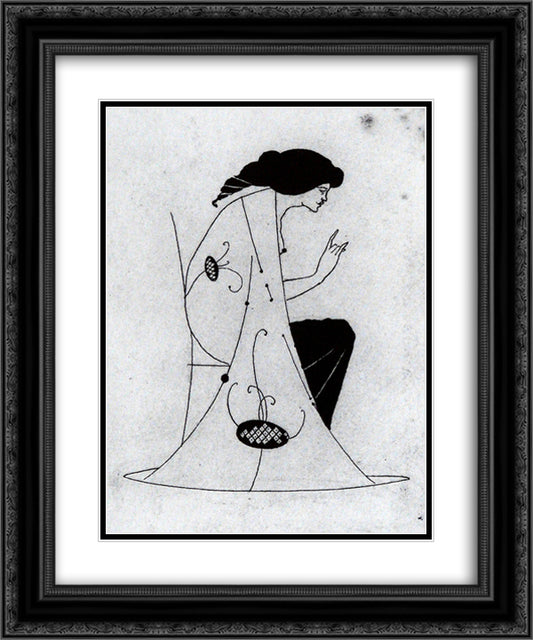 Seated Lady 20x24 Black Ornate Wood Framed Art Print Poster with Double Matting by Beardsley, Aubrey