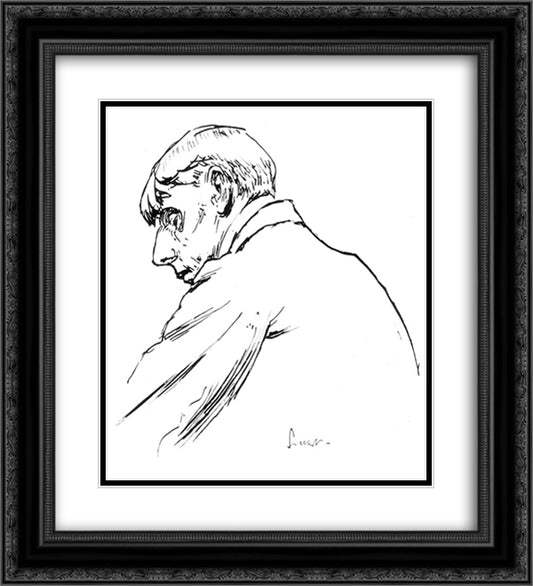 Self-portait 20x22 Black Ornate Wood Framed Art Print Poster with Double Matting by Beardsley, Aubrey