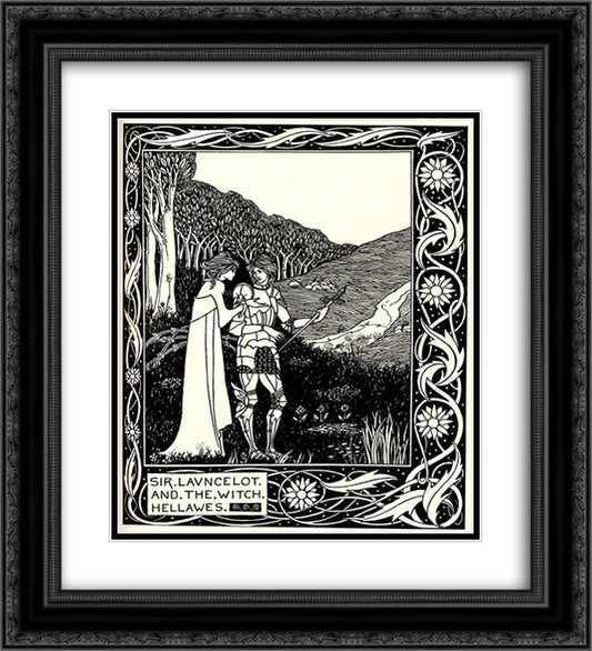 Sir Launcelot and the Witch Hellawes 20x22 Black Ornate Wood Framed Art Print Poster with Double Matting by Beardsley, Aubrey