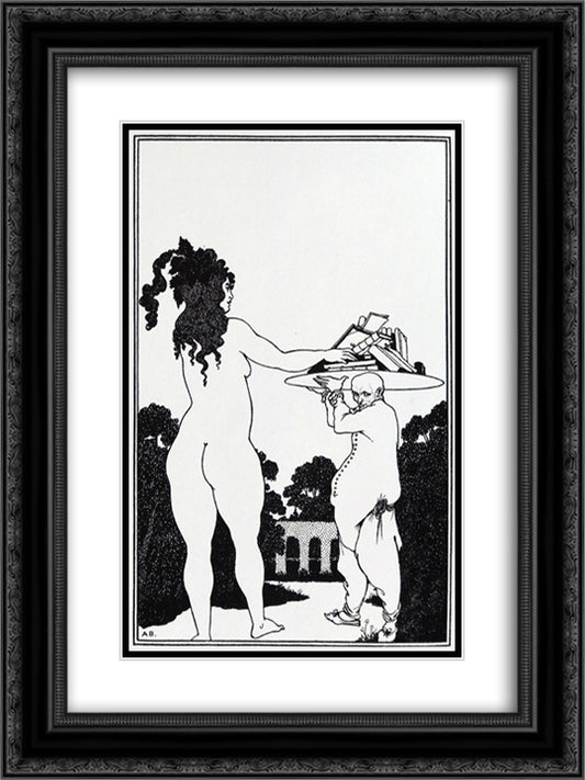 The Artist' Bookplate 18x24 Black Ornate Wood Framed Art Print Poster with Double Matting by Beardsley, Aubrey