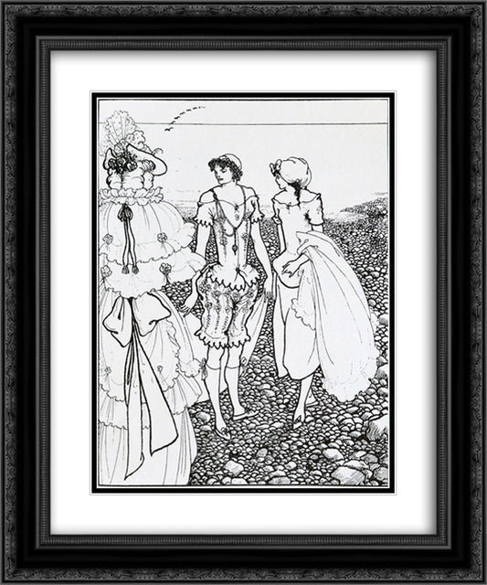 The bathers 20x24 Black Ornate Wood Framed Art Print Poster with Double Matting by Beardsley, Aubrey