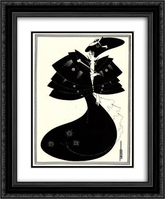 The Black Cape 20x24 Black Ornate Wood Framed Art Print Poster with Double Matting by Beardsley, Aubrey