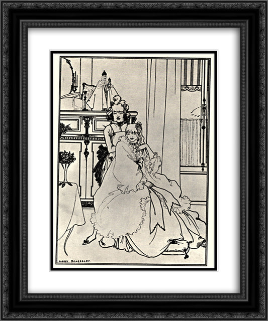 The Coiffing 20x24 Black Ornate Wood Framed Art Print Poster with Double Matting by Beardsley, Aubrey