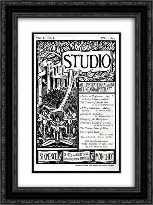 The Cover of The Studio Volume 1 18x24 Black Ornate Wood Framed Art Print Poster with Double Matting by Beardsley, Aubrey