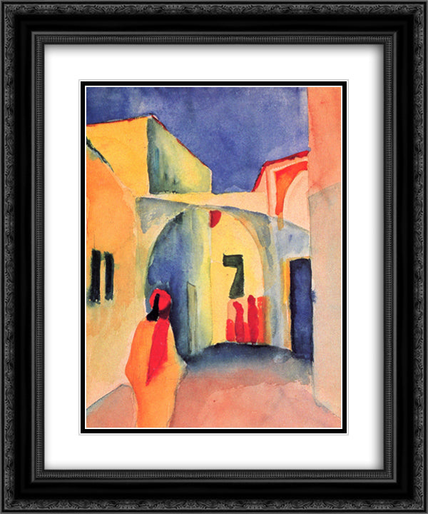 A Glance Down an Alley 20x24 Black Ornate Wood Framed Art Print Poster with Double Matting by Macke, August