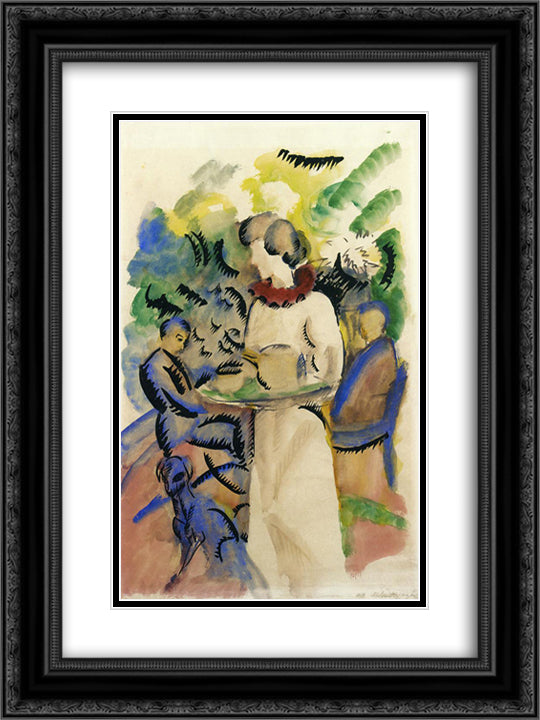 Afternoon in the Garden 18x24 Black Ornate Wood Framed Art Print Poster with Double Matting by Macke, August