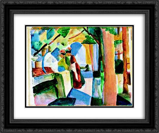 At the cemetery 24x20 Black Ornate Wood Framed Art Print Poster with Double Matting by Macke, August