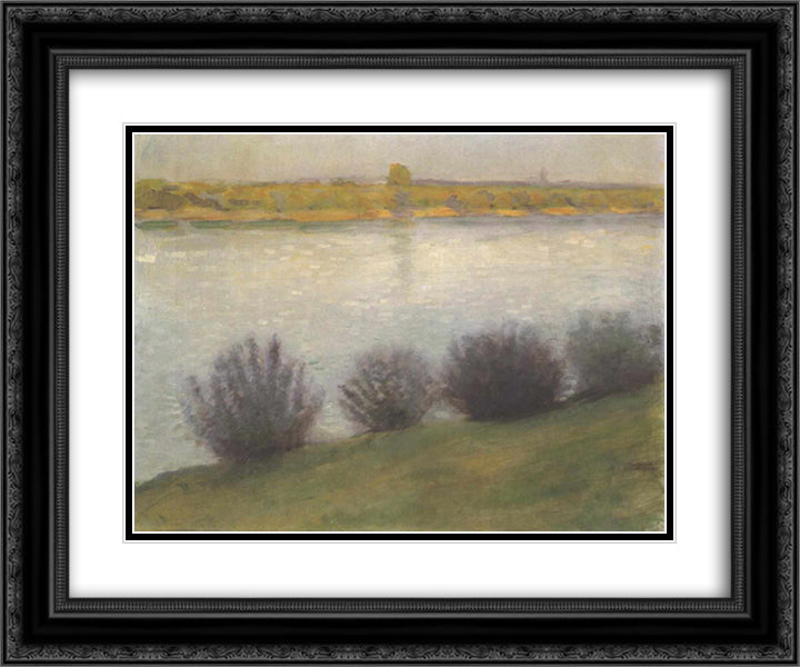 At the Rhine near Hersel 24x20 Black Ornate Wood Framed Art Print Poster with Double Matting by Macke, August