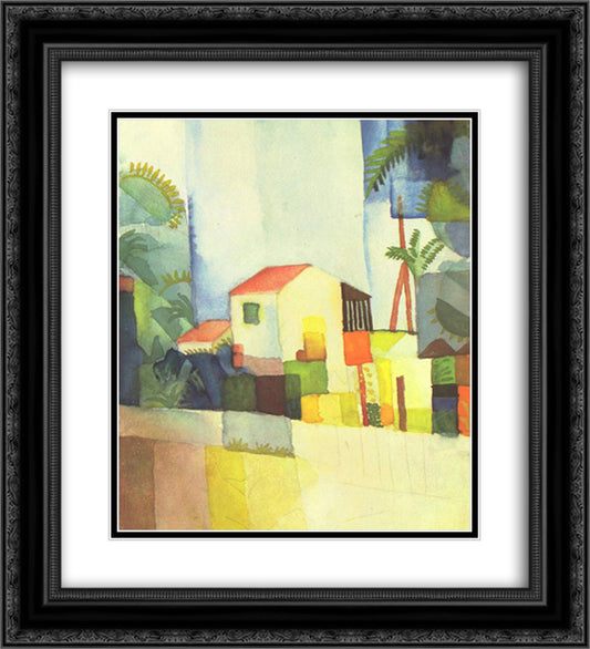 Bright House 20x22 Black Ornate Wood Framed Art Print Poster with Double Matting by Macke, August