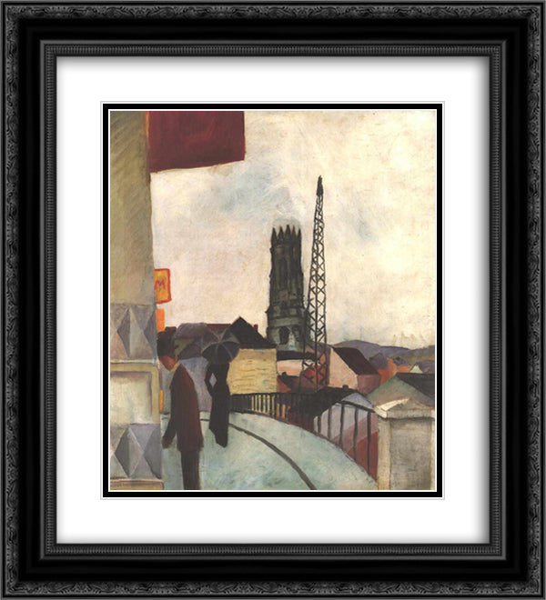 Catedral of Freiburg in the Switzerland 20x22 Black Ornate Wood Framed Art Print Poster with Double Matting by Macke, August